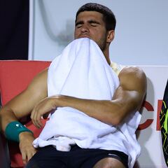 Los gestos de dolor de Alcaraz