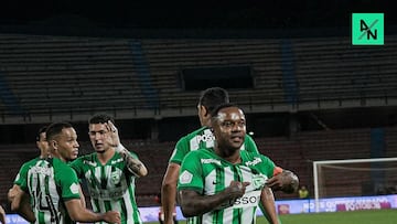Dorlan Pabón durante un partido de Atlético Nacional.