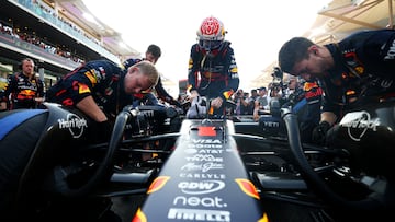 Max Verstappen, en la parrilla del Abu Dhabi con el Red Bull.