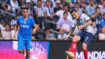 (L-R), Carlos Rodriguez of Cruz Azul and Matias Kranevitter of Monterrey during the game Monterrey vs Cruz Azul, corresponding to the Quarter Finals second leg match of the Torneo Apertura 2022 of the Liga BBVA MX, at BBVA Bancomer Stadium, on October 15, 2022.

<br><br>

(I-D), Carlos Rodriguez de Cruz Azul y Matias Kranevitter de Monterrey durante el partido Monterrey vs Cruz Azul, correspondiente al partido de vuelta de Cuartos de Final del Torneo Apertura 2022 de la Liga BBVA MX, en el Estadio BBVA Bancomer el 15 de octubre de 2022.