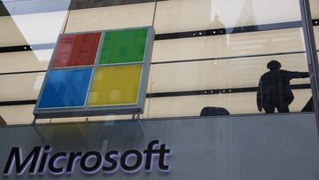 A man stands inside the Microsoft Experience Center in New York City, U.S., January 18, 2023.  REUTERS/Shannon Stapleton