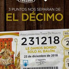 El Leganés usa la Lotería de Navidad para su cartel online