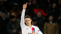 Soccer Football - Champions League - Group A - Paris St Germain v Galatasaray - Parc des Princes, Paris, France - December 11, 2019  Paris St Germain&#039;s Edinson Cavani celebrates scoring their fifth goal from the penalty spot   REUTERS/Charles Platiau