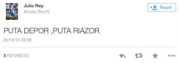 Sus opiniones en Twitter le costaron a Julio Rey el contrato con el Deportivo.