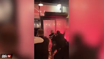 Ahead of the PSG vs Newcastle UCL game on Tuesday, some PSG ultras were throwing chairs and flares through windows of a bar where Newcastle fans gathered.