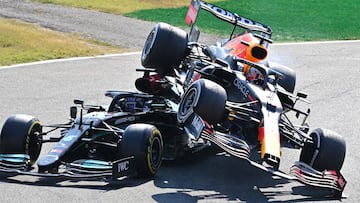 Accidente de Hamilton y Verstappen en Monza 2021. 