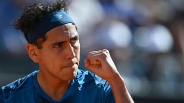 Rome (Italy), 17/05/2024.- Alejandro Tabilo of Chile reacts during his men's singles semi final match against Alexander Zverev