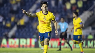 Victor Davila celebrates his goal 2-0 of America during the 8th round match between America and Atlas as part of the Liga BBVA MX, Torneo Apertura 2024 at Ciudad de los Deportes Stadium on September 17, 2024 in Mexico City, Mexico.