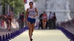 Elena Lashmanova of Russia races to the finish line and wins the gold during the Women&#039;s 20km Walk on Day 15 of the London 2012 Olympic Games. 