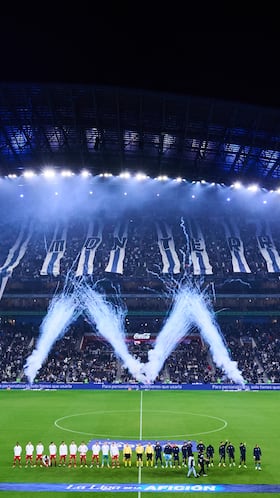 during the semi-finals first leg match between Monterrey and Toluca, as part of the Liga BBVA MX, Torneo Apertura 2025 at BBVA Bancomer Stadium, on December 03, 2025 in Monterrey, Nuevo Leon, Mexico.