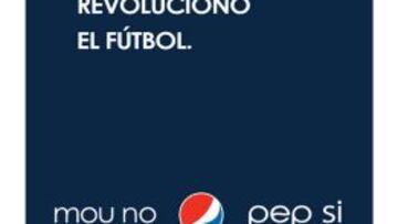 Una campa&ntilde;a publicitaria en Argentina enfrenta a Pep Guardiola y Jos&eacute; Mourinho en sus esl&oacute;gan: &quot;Revolucion&oacute; el f&uacute;tbol. Mou no, Pep s&iacute;&quot;.
