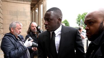 Benjamin Mendy arrives at Chester Crown Court for a hearing ahead of his trial following allegations of rape and sexual assault.