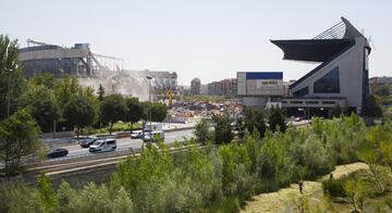 Aspecto de la demolición del Estadio Vicente Calderón a 24 de julio de 2019.
