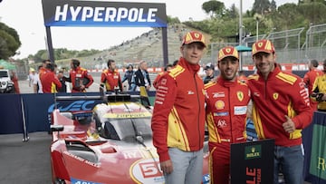 Miguel Molina y la expedici¨®n del Ferrari #50 celebran la pole en las 6 Horas de ?mola.