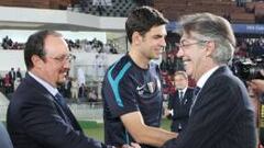 Rafa Ben&iacute;tez y Moratti se saludan justo antes de la final del Mundial de Clubes de 2010.