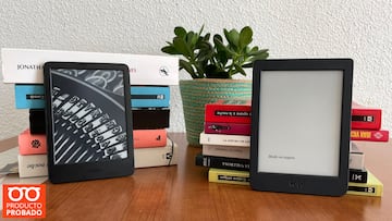 Los lectores de libros electrónicos Kindle (izquierda) y Kobo Nia (derecha).