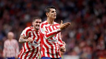 Morata celebra el gol que marcó ante el Cádiz.