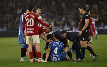 Pablo Martínez, en el momento de su lesión ante el Tarazona.