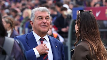 Soccer Football - LaLiga - FC Barcelona v Athletic Bilbao - Spotify Camp Nou, Barcelona, Spain - November 22, 2025 FC Barcelona president Joan Laporta before the match REUTERS/Bruna Casas