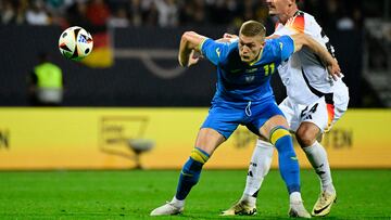 Artem Dovbyk, del Girona, en el amistoso Alemania-Ucrania