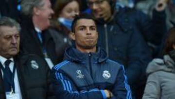 Cristiano Ronaldo, en la grada del Etihad.