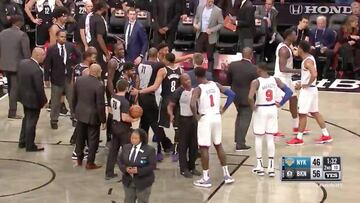 La multitudinaria pelea en el caliente derbi NBA de Nueva York