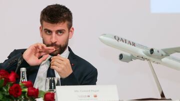 Piqué, en un acto con Qatar Airways.