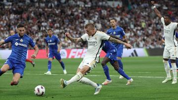 Toni Kroos, en una jugada del Real Madrid-Getafe de la jornada 4 de LaLiga EA Sports.