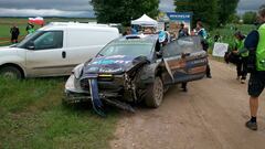 As&iacute; de da&ntilde;ado qued&oacute; el Ford de Ott Tanak tras su accidente en el &uacute;ltimo d&iacute;a del Rally de Polonia.