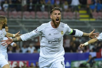 Sergio Ramos celebra el 1-0.