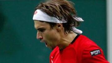 David Ferrer en el primer partido de la final.