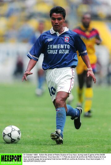 Action file photo of Pedro Duana of Cruz Azul, during week 5 game of the 94/95 tournament against America.