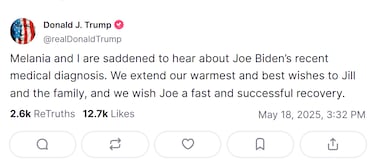 Así reaccionó el presidente Trump al diagnóstico de cáncer de Joe Biden