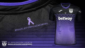 Camiseta con la que jugar&aacute; el Legan&eacute;s en el Bernab&eacute;u, que fomenta el rechazo a la violencia de g&eacute;nero.