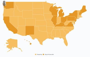 An overview of US states lockdown measures.