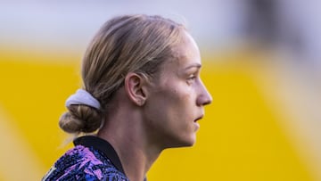 Sarah Luebbert of AMericaduring the 5th round match between America and Leon as part of the Torneo Clausura 2025 Liga MX Femenil at Ciudad de los Deportes Stadium on January 25, 2025 in Mexico City, Mexico.