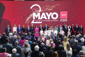 Foto de familia con todos los galardonados en el acto de la Real Casa de Correos de Madrid. 