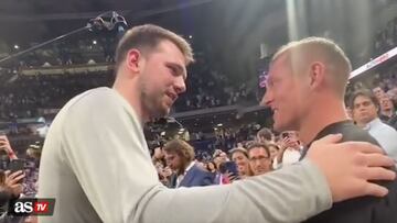 Luka Doncic shared a sweet moment with Real Madrid soccer players Toni Kroos and Thibaut Curtois when he was back in town for a friendly with his old team.