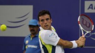 Roberto Bautista, durante el partido contra el esloveno Aljaz Bedene, en el que fue derrotado en semifinales del torneo de Chennai (India). 