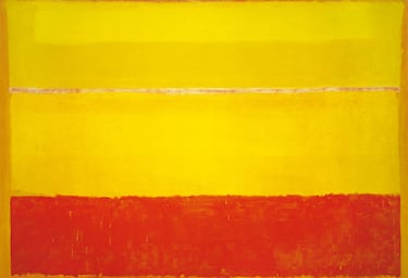 Es una obra monumental, destacando por su gran formato y su inusual orientación horizontal (299,5 x 442,5 cm). Esta pintura es un ejemplo canónico del estilo maduro de Rothko, perteneciente a su serie "Multiformas" o "Campos de Color" (Color Field Painting). Consiste en rectángulos flotantes, de contornos difusos y vibrantes, que parecen levitar sobre un fondo de color.