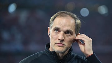 Bayern Munich's German head coach Thomas Tuchel adjusts his headset prior the UEFA Champions League semi-final first leg football match between FC Bayern Munich and Real Madrid CF on April 30, 2024 in Munich, southern Germany. (Photo by KERSTIN JOENSSON / AFP)