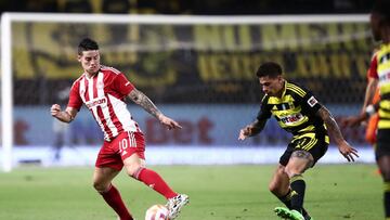 James Rodríguez en su debut con Olympiacos.