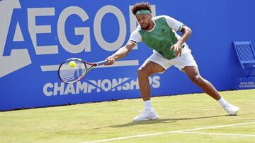 Tsonga devolviendo una bola a Muller