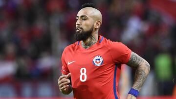 Arturo Vidal durante el partido amistoso de Chile ante Suecia.