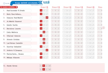 Pronóstico de la Quiniela de fútbol jornada 44 - 21/2/26 