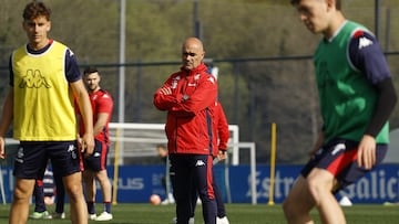 Óscar Gilsanz durante un entrenamiento con el Depor.