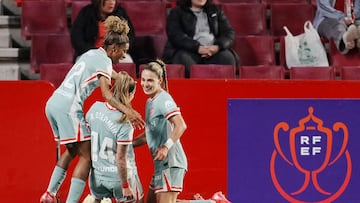 Las jugadoras del Atlético celebran un gol.