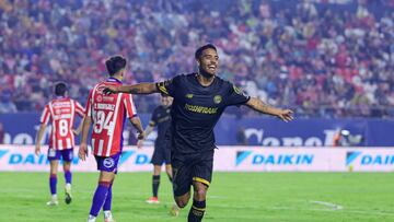    Brian Garcia celebrates his goal 1-5 of Toluca during the 16th round match between Atletico San Luis and Toluca as part of the Torneo Clausura 2024 Liga BBVA MX at Alfonso Lastras Stadium on April 19, 2024 in San Luis Potosi, Mexico.