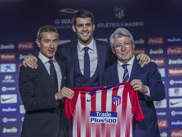 Andrea Berta and Enrique Cerezo with Morata.