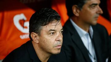 FORTALEZA, BRAZIL - MAY 05: Marcelo Gallardo head coach of River Plate looks on prior to a match between Fortaleza and River Plate as part of Copa CONMEBOL Libertadores 2022 at Arena Castelão on May 05, 2022 in Fortaleza, Brazil. (Photo by Wagner Meier/Getty Images)